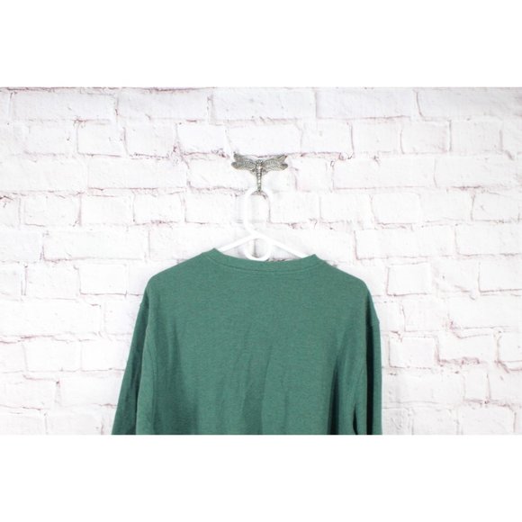 LL Bean Unshrinkable Mini Waffle Henley Long-Sleeve Cotton Green XL - Picture 9 of 11